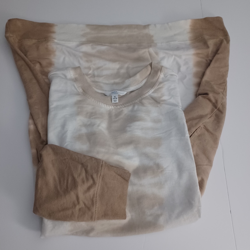 Time And Tru Tan Tie Dye Sweatshirt Dress Sz XL